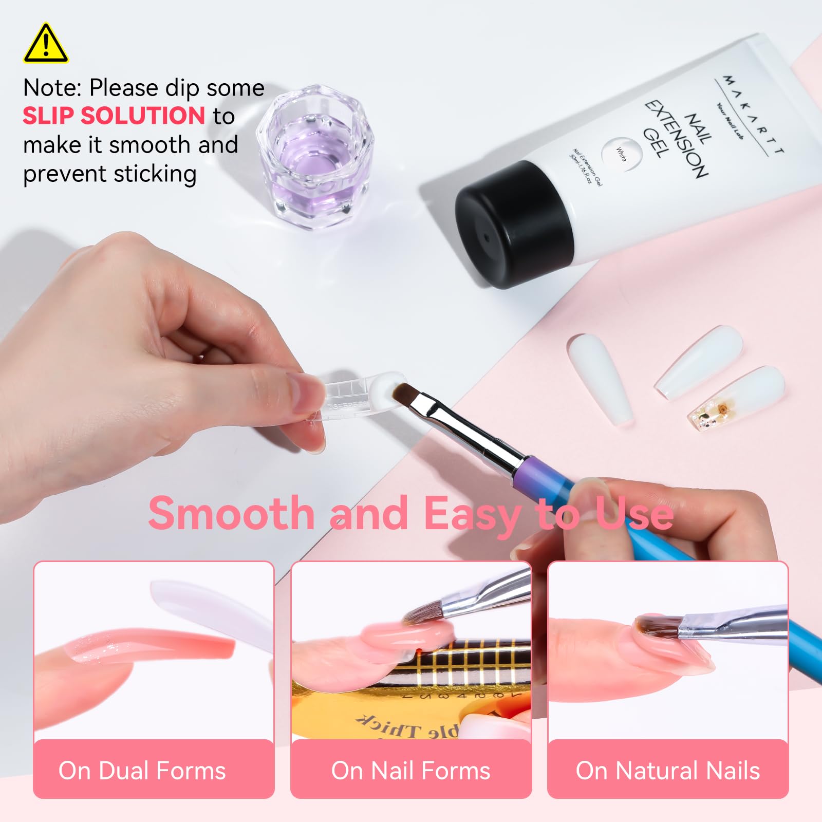 Makartt Poly Nail Gel White 50ML nail-extension for durable length.