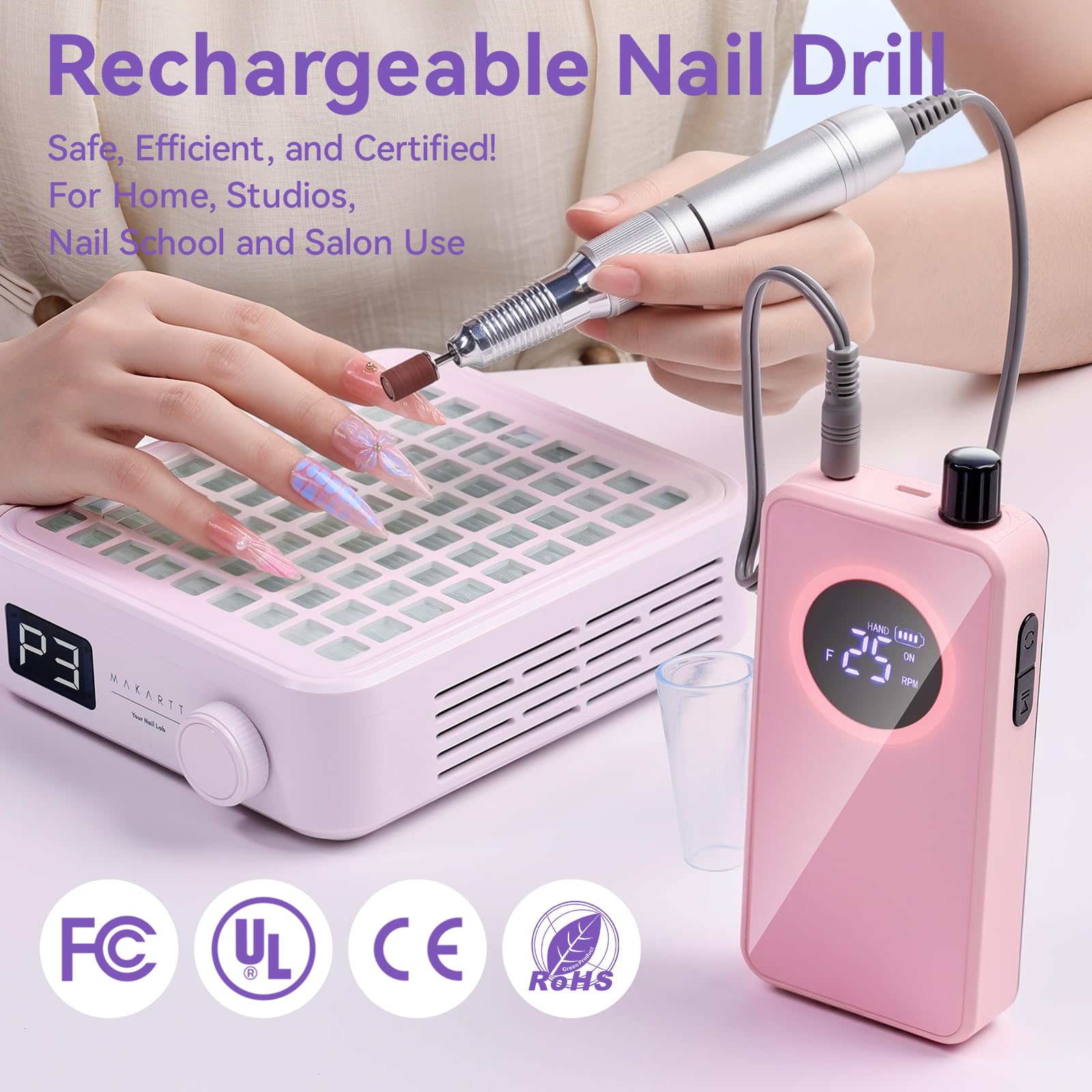 Makartt Nail Drill kit includes six bits for shaping and removal.