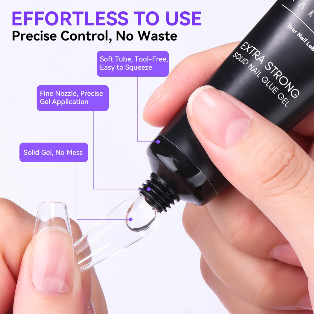 Makartt remover dissolves solid nail glue quickly for easy cleanup.
