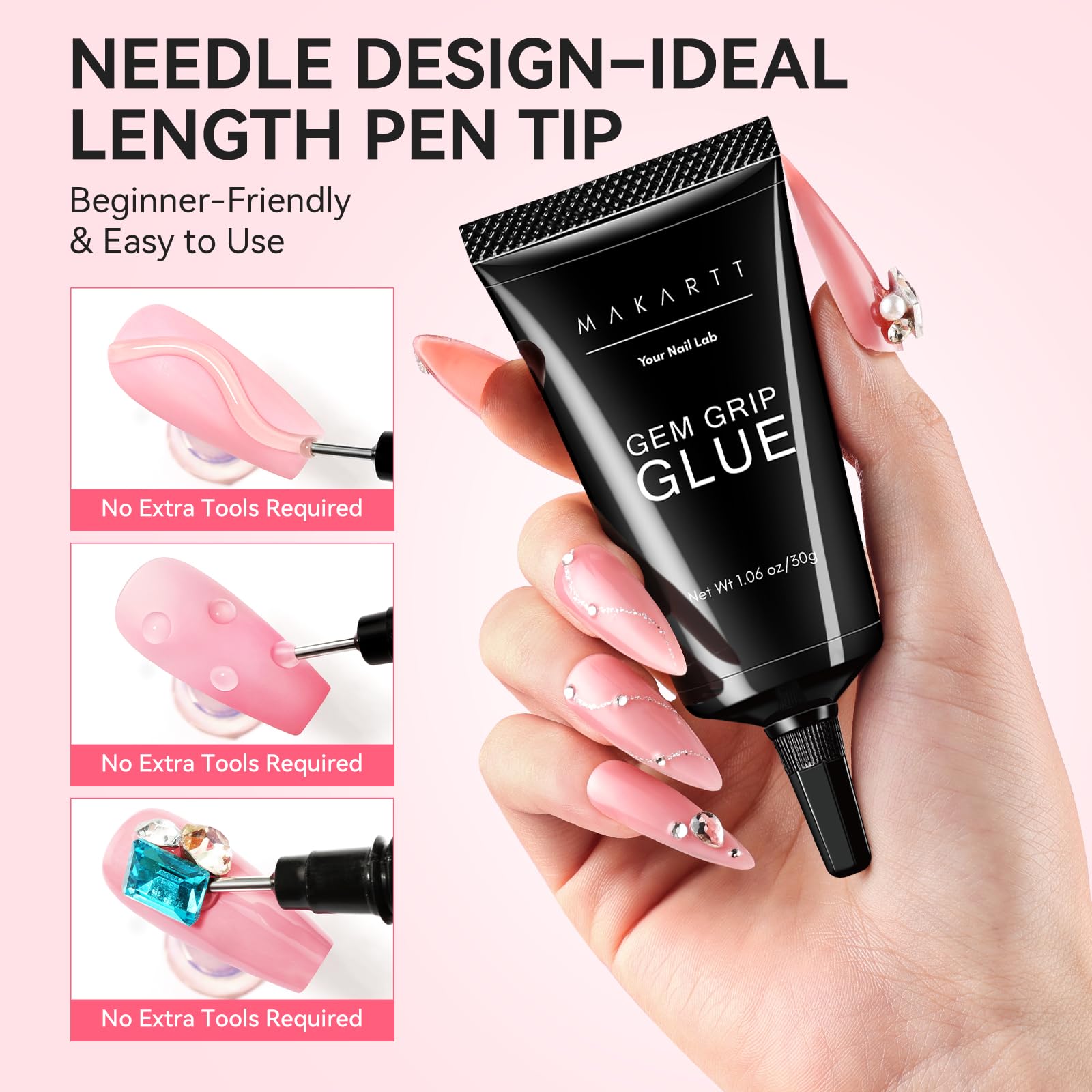 Makartt Rhinestone Glue UV/LED cure for fast, lasting hold
