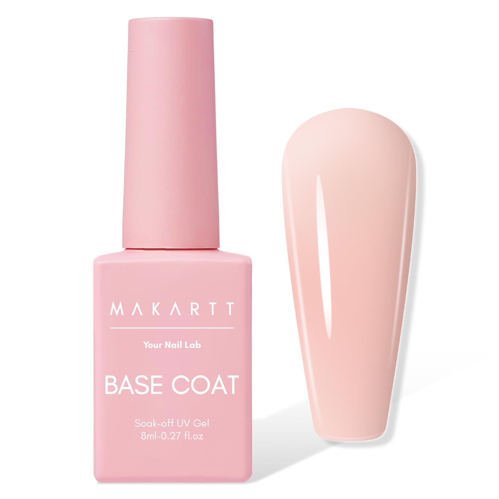 Makartt rubber base gel base coat—smooth foundation for flawless nail art.