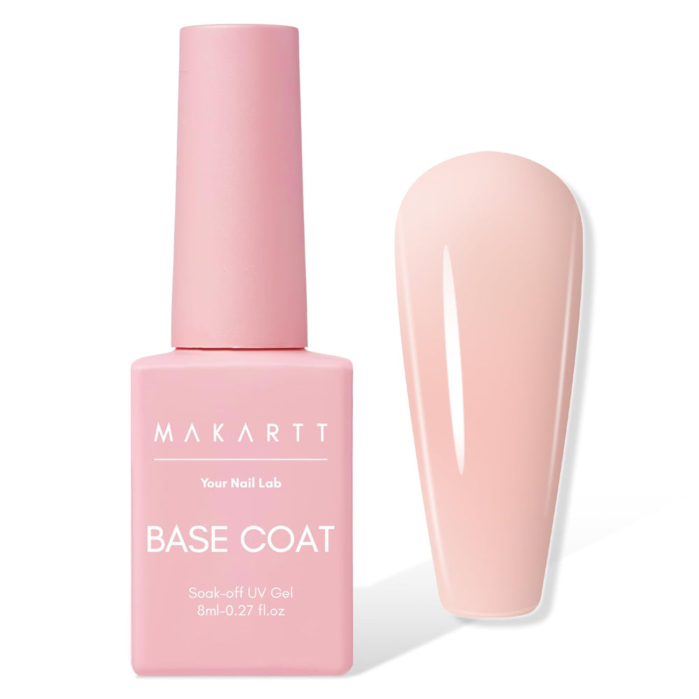 Makartt rubber base gel base coat—smooth foundation for flawless nail art.