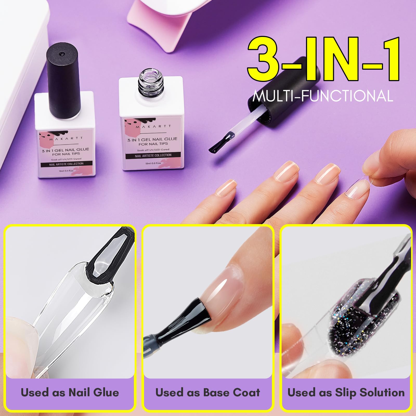 Makartt slip solution for poly nail gel eases shaping and precision.