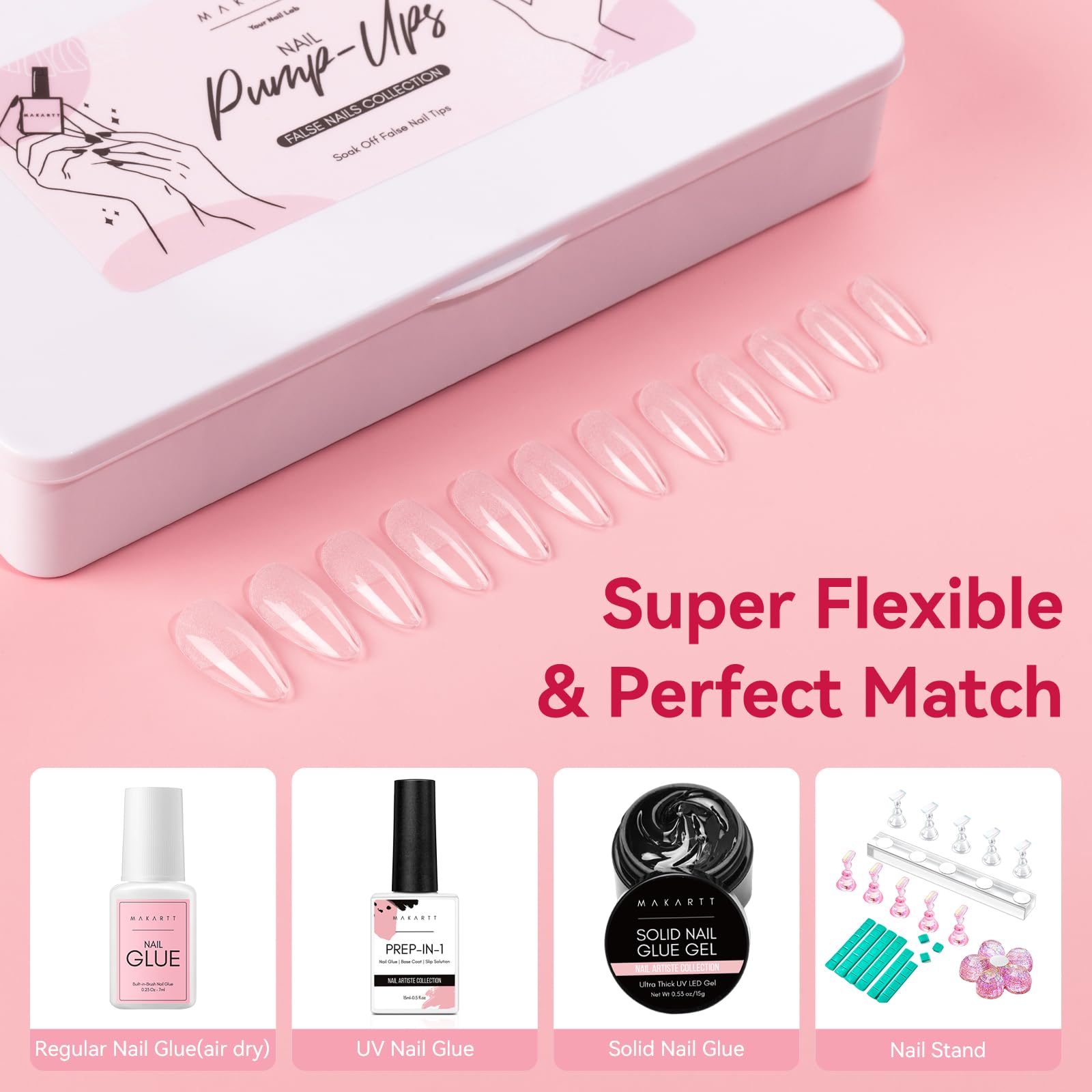 Makartt soak-off PMMA nail tips for easy removal and reuse