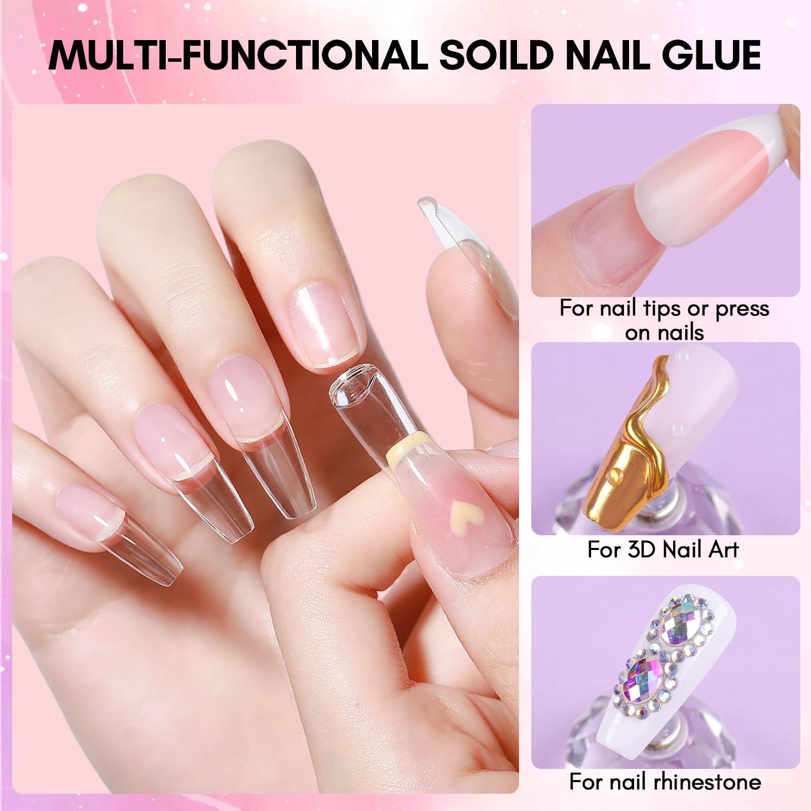 Makartt Solid Nail Glue Gel is used with prep and base coat for best results.