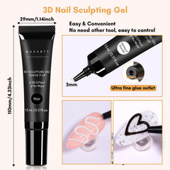 Makartt squeeze-tube 3D gel nail art shows easy direct application for precise sculpting.
