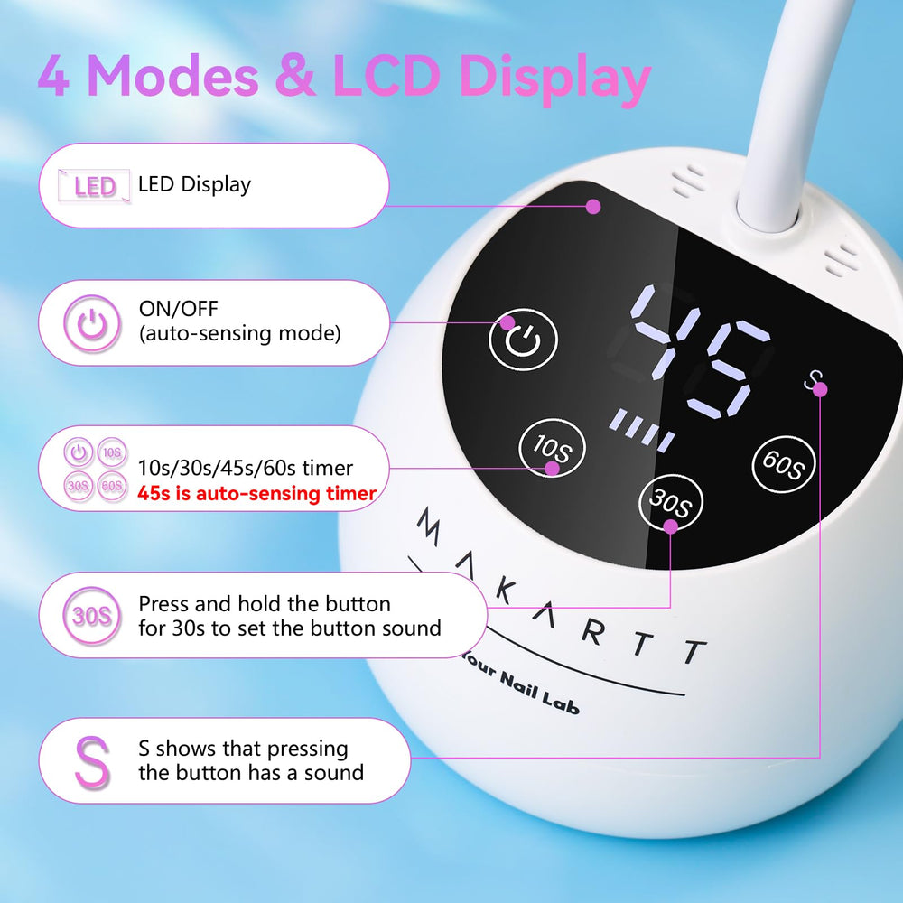 Makartt sturdy-base-nail-lamp shows stable platform during curing sessions.