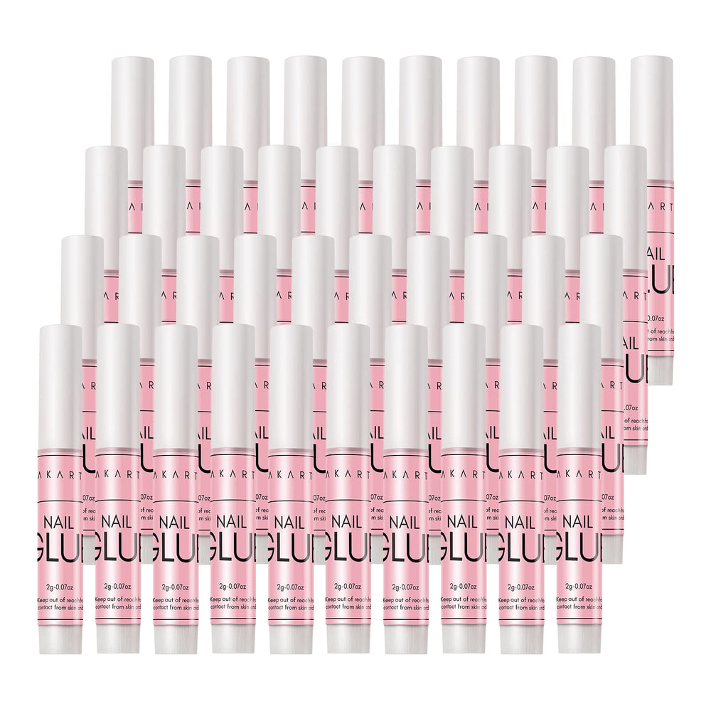 Makartt nail glue bottle closeup demonstrates fast-drying bonding for strong nails