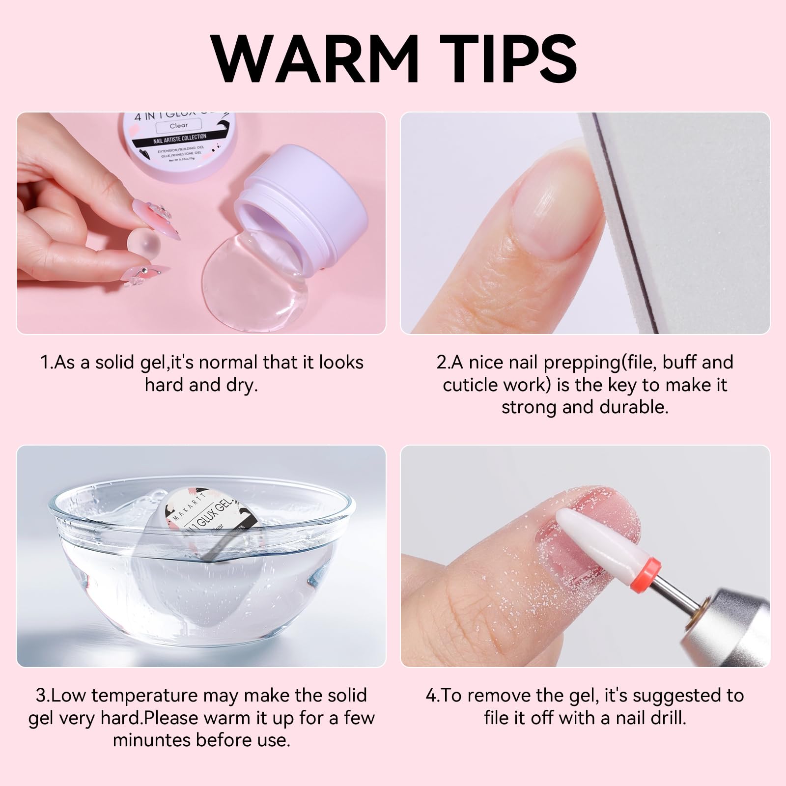 Makartt UV glue for soft gel nails improves application and adhesion.