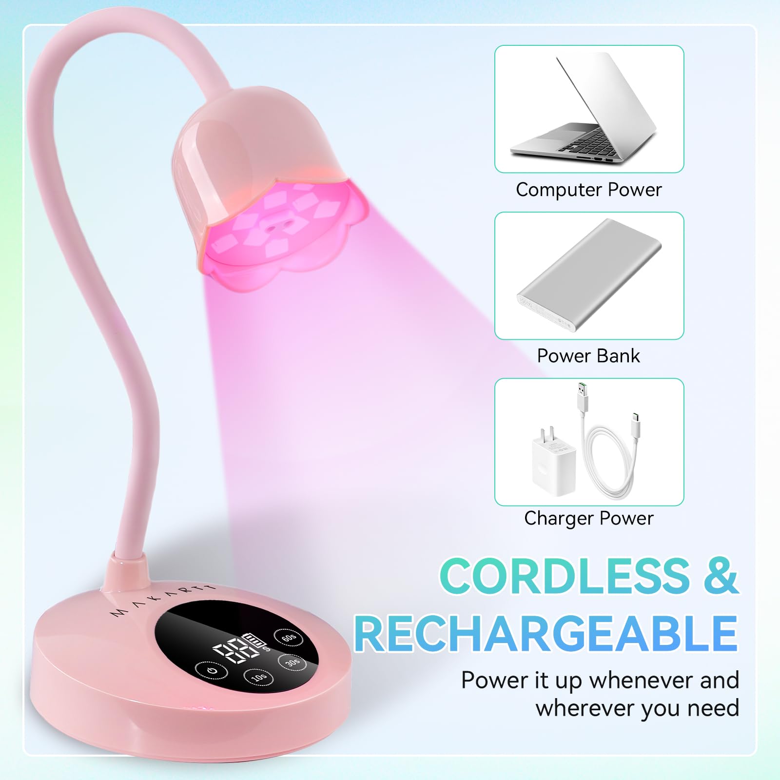 Makartt UV Nail Lamp compact pink build fits desk setups.