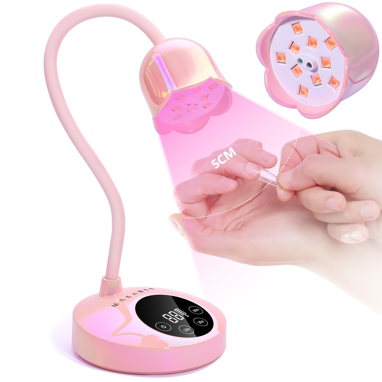 Makartt UV nail lamp compact design enables fast home gel curing