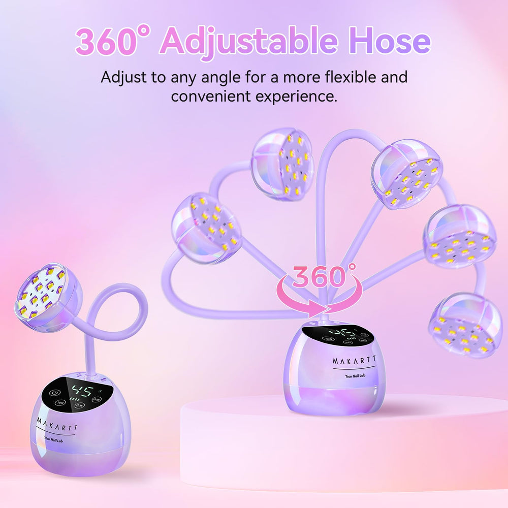 Makartt UV LED Nail Lamp cordless rechargeable battery enables on-the-go manicures.