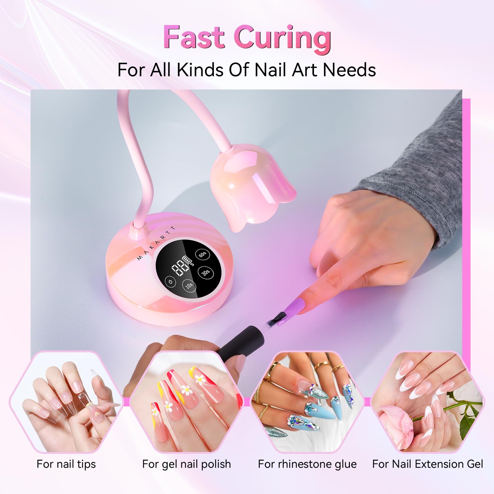 Makartt UV nail lamp gooseneck offers flexible positioning for precise curing