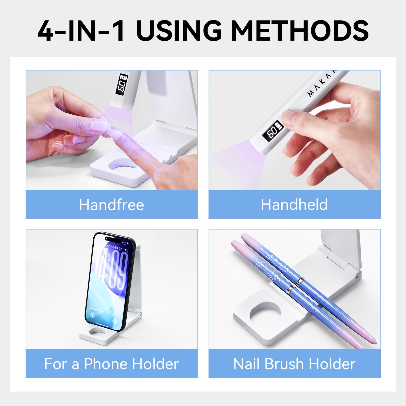 Makartt UV Nail Lamp handheld use shows compact portability for precise gel tips.