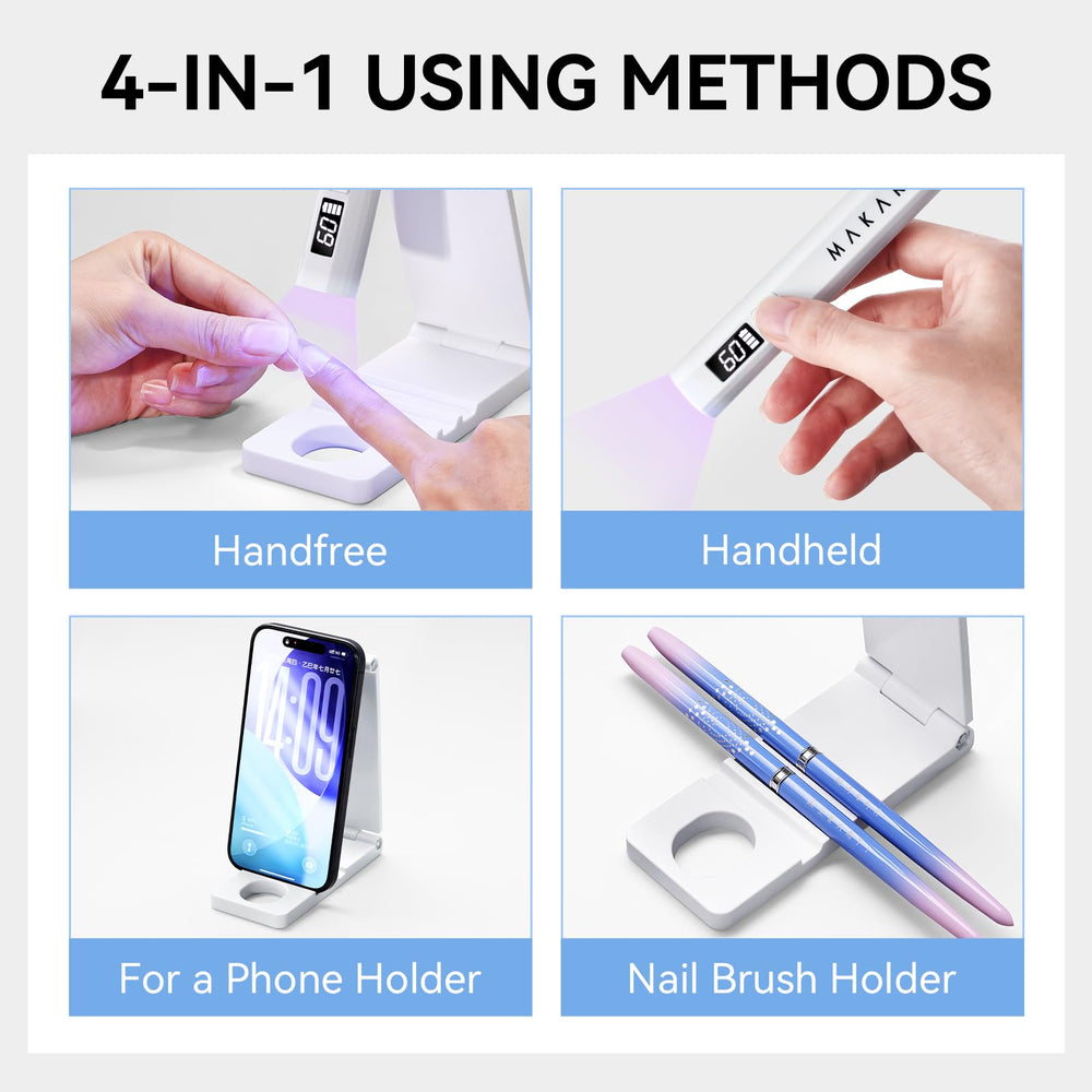 Makartt UV Nail Lamp handheld use shows compact portability for precise gel tips.