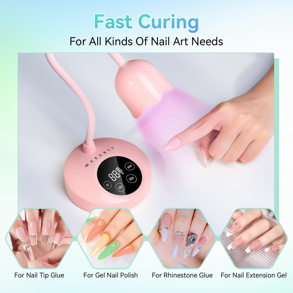 Makartt UV Nail Lamp side view highlights portable, lightweight silhouette for quick sessions.