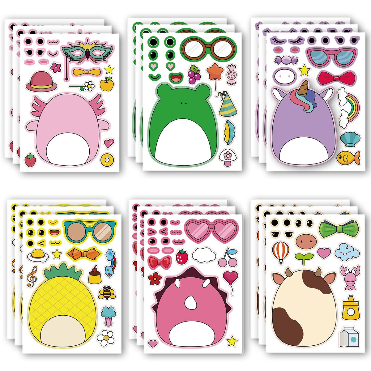 Make a Face Stickers 18pcs sheets with six designs for party decor.