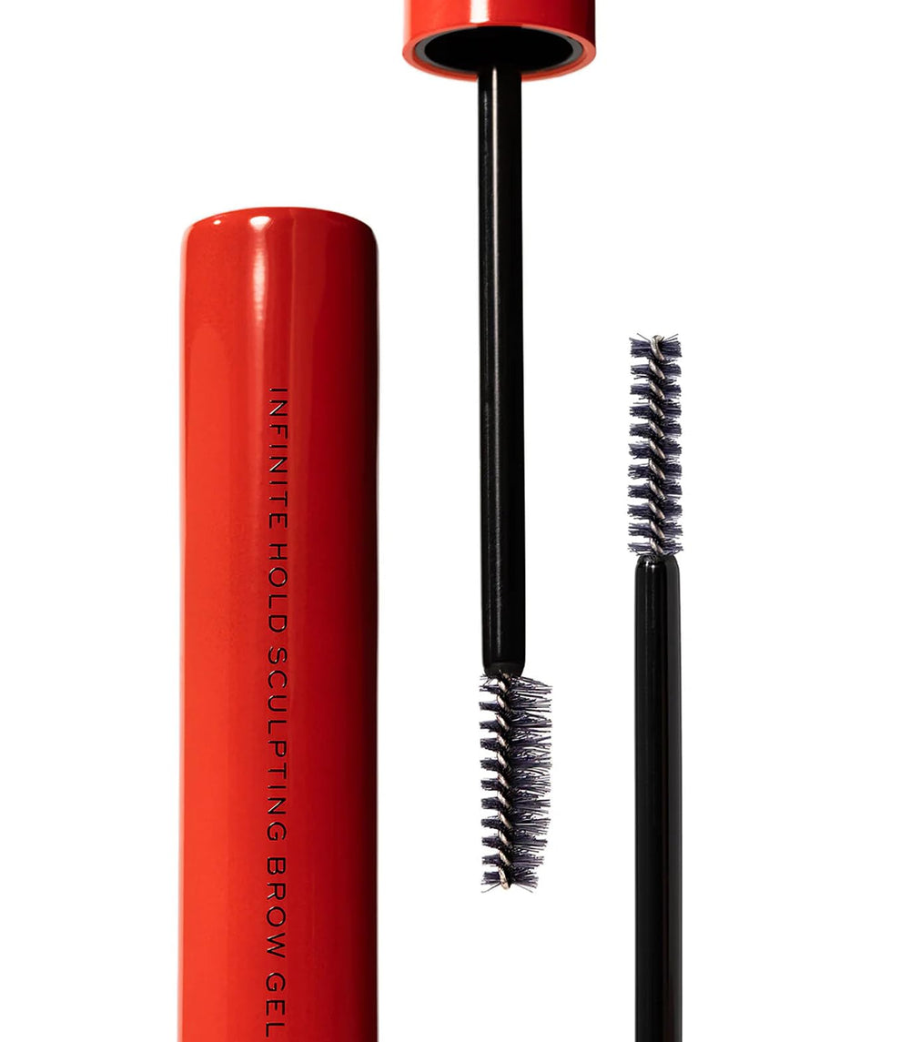 MAKE Beauty Infinite Hold Brow Gel clear swatch emphasizes clean, dermatologist-tested formula.