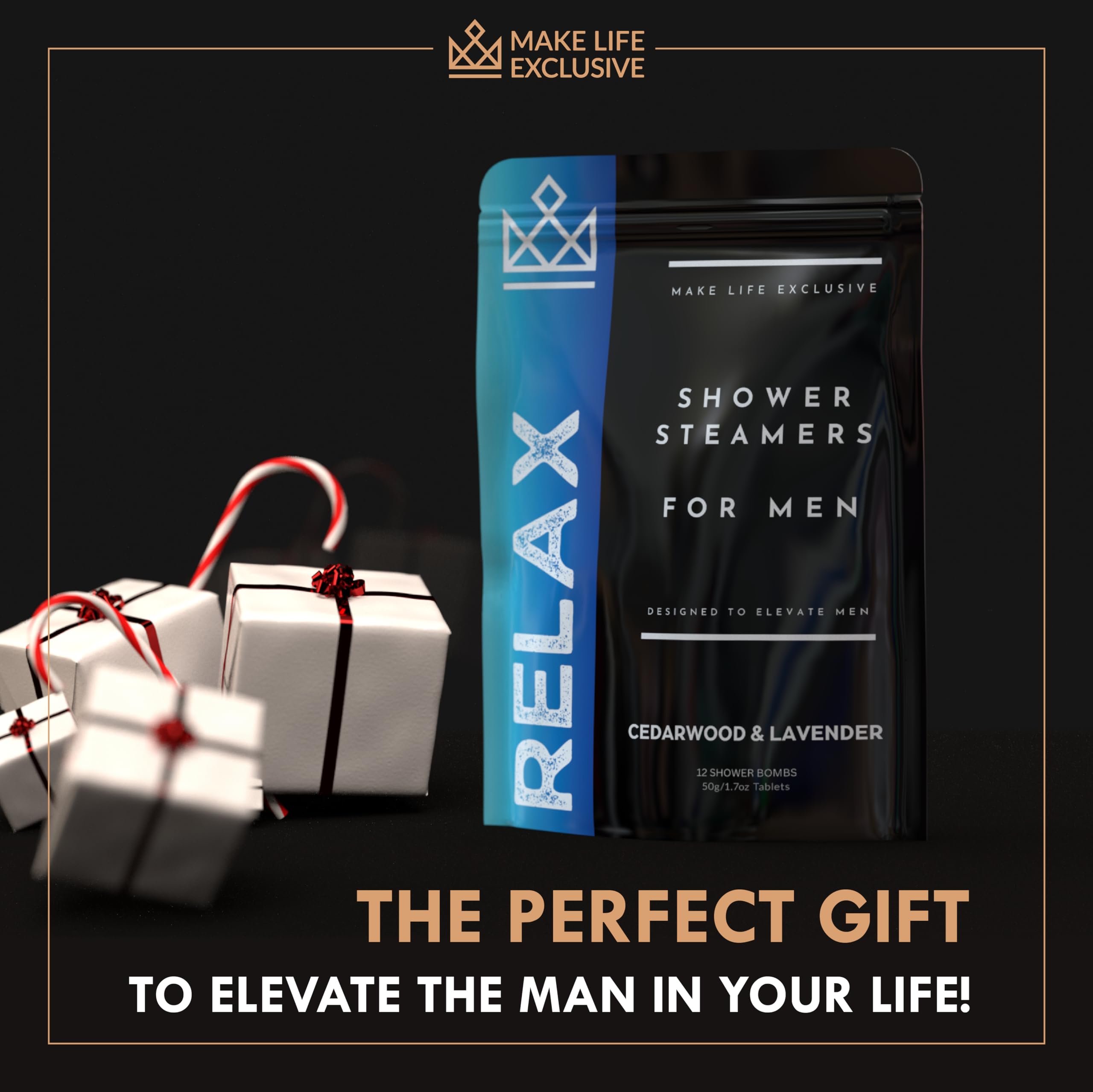 Spa-like MAKE LIFE EXCLUSIVE shower steamers in a bathroom setting for relaxation.