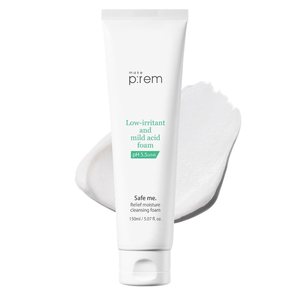 MAKEP:REM Safe Me Relief Foam bottle pour for quick cleansing and refreshed skin.