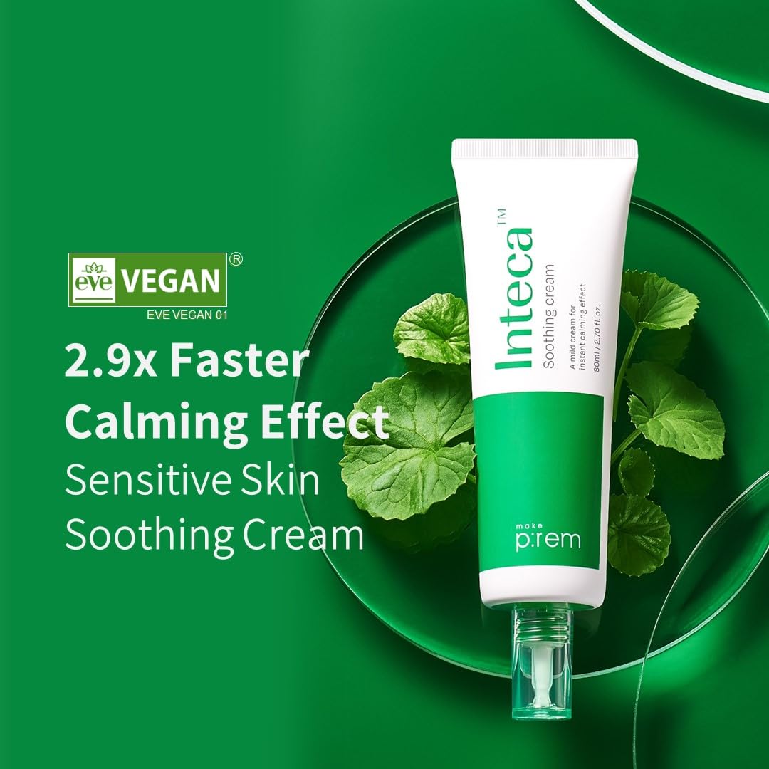 MAKEP:REM INTECA cream application demonstrates quick calm on stressed skin.