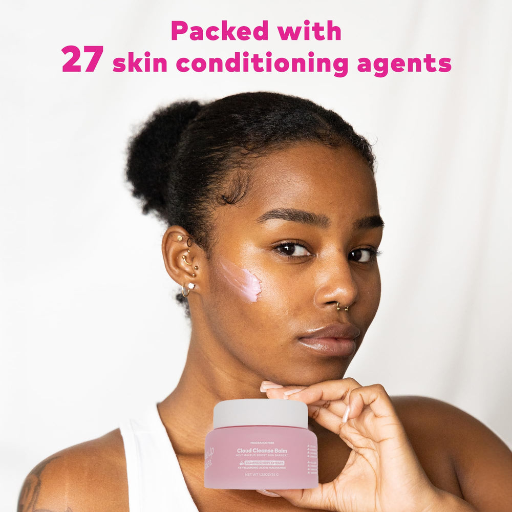 MakeUp Eraser Cloud Cleanse Balm showcases six ferments and probiotics for microbiome support.