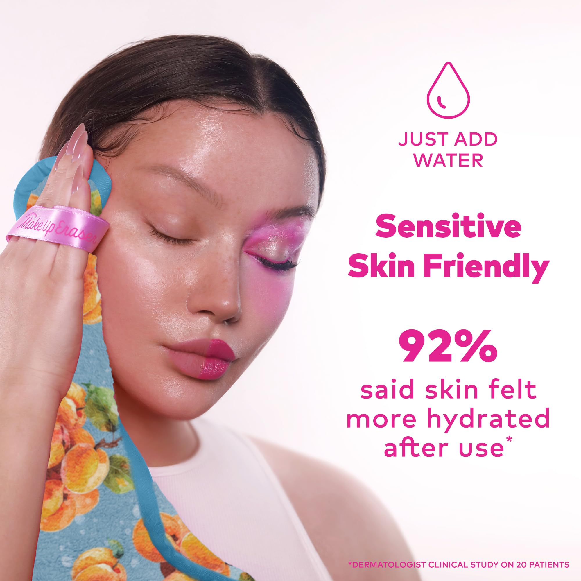 MakeUp Eraser apricot packaging 1ct showcases compact, eco-friendly makeup removal.