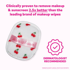 MakeUp Eraser Cherry Crush bundle on display shows water-activated fibers for gentle cleansing