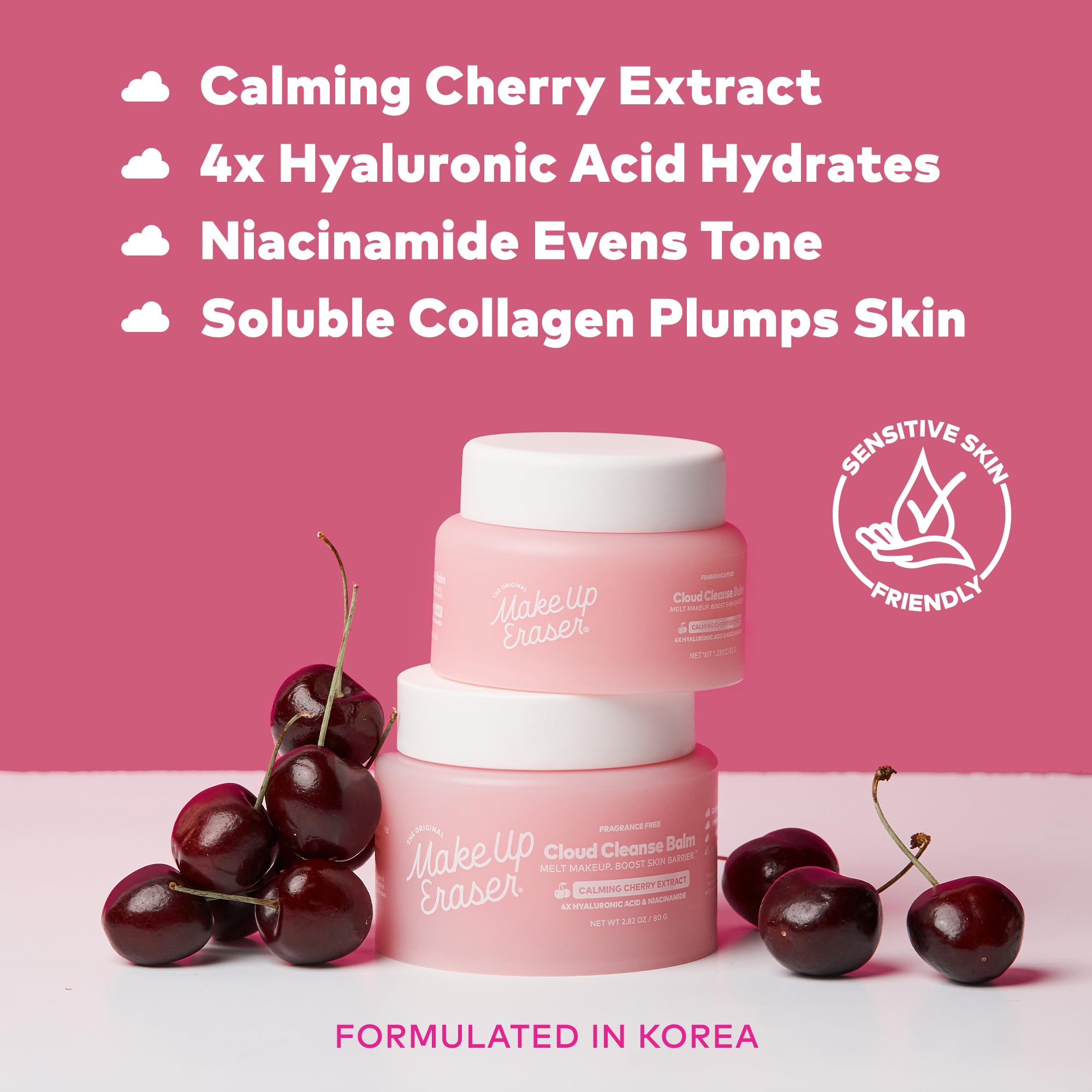 MakeUp Eraser Cloud Cleanse Balm fragrance-free formula supports sensitive skin.