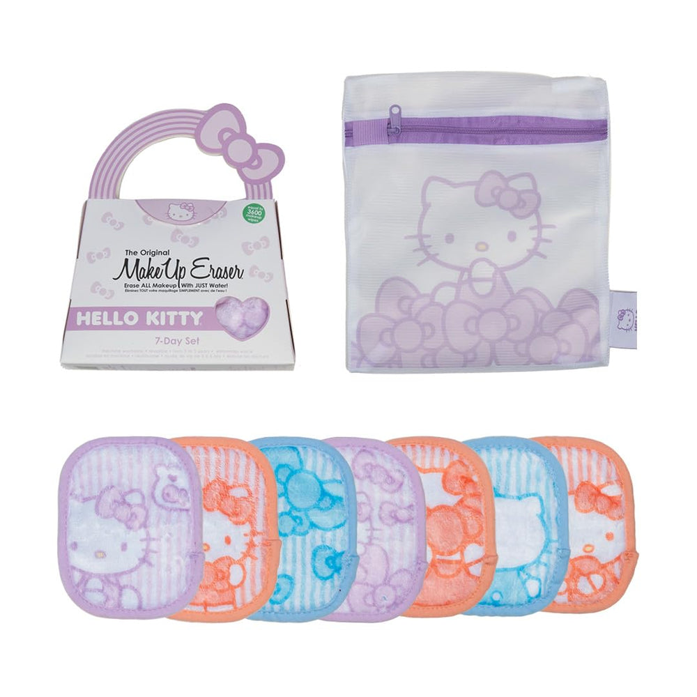 MakeUp Eraser Hello Kitty 7-day set packaging highlights eco-friendly daily removal