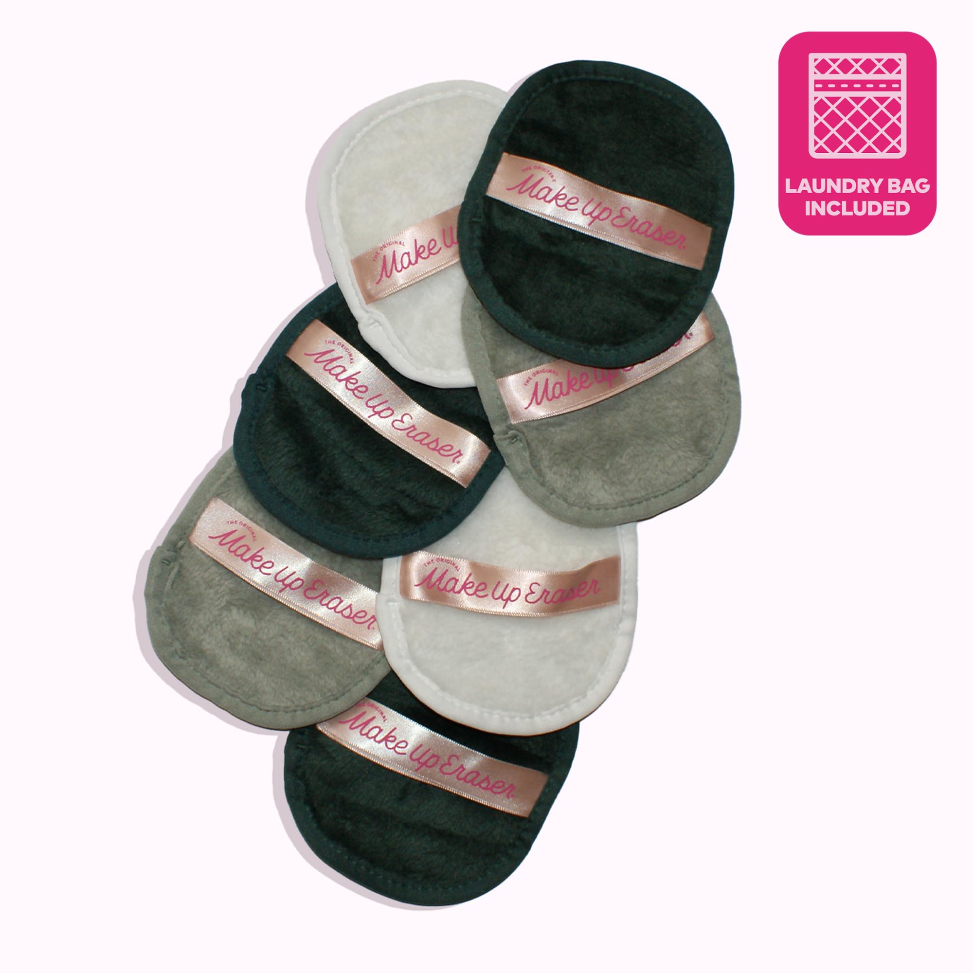 MakeUp Eraser Original Eat Your Greens Neutrals packshot with seven reusable cloths.
