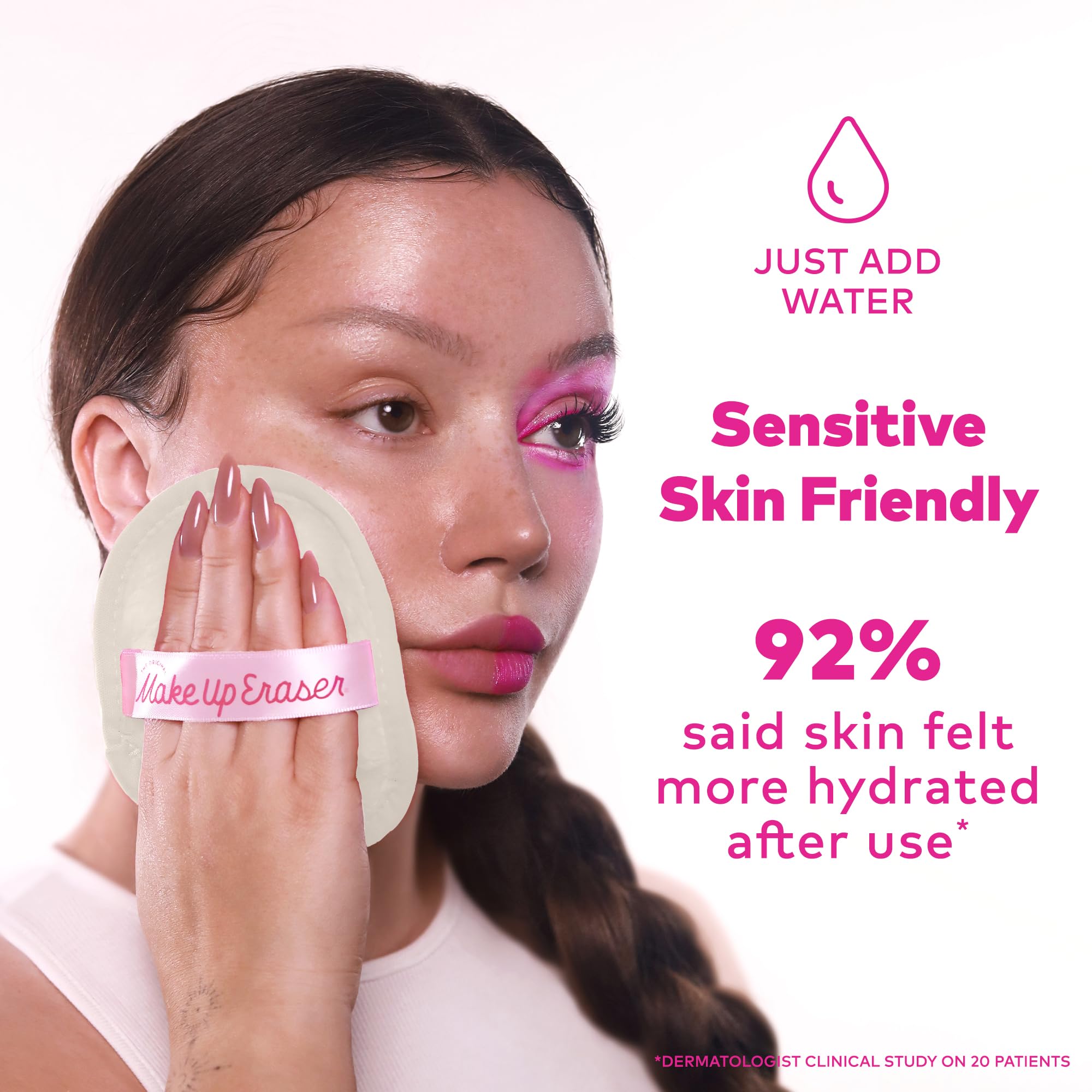 MakeUp Eraser reusable, machine-washable fabric — sustainable beauty tool.