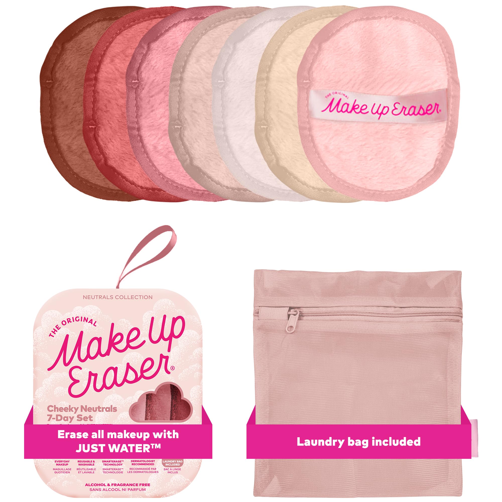 MakeUp Eraser Sweet Cheeks 7ct bundle demonstrates gentle water-based cleansing.
