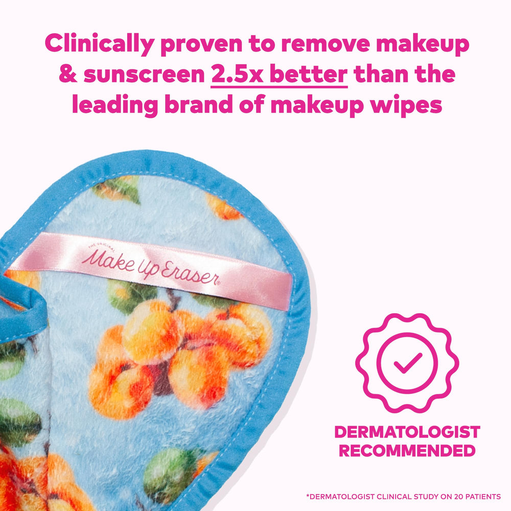 MakeUp Eraser two-side design demonstrates erase and exfoliate benefits in one cloth.