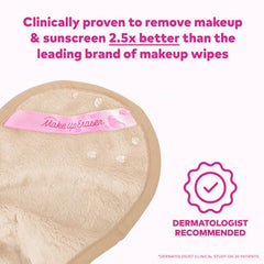 MakeUp Eraser wet usage demo showing water-only makeup removal