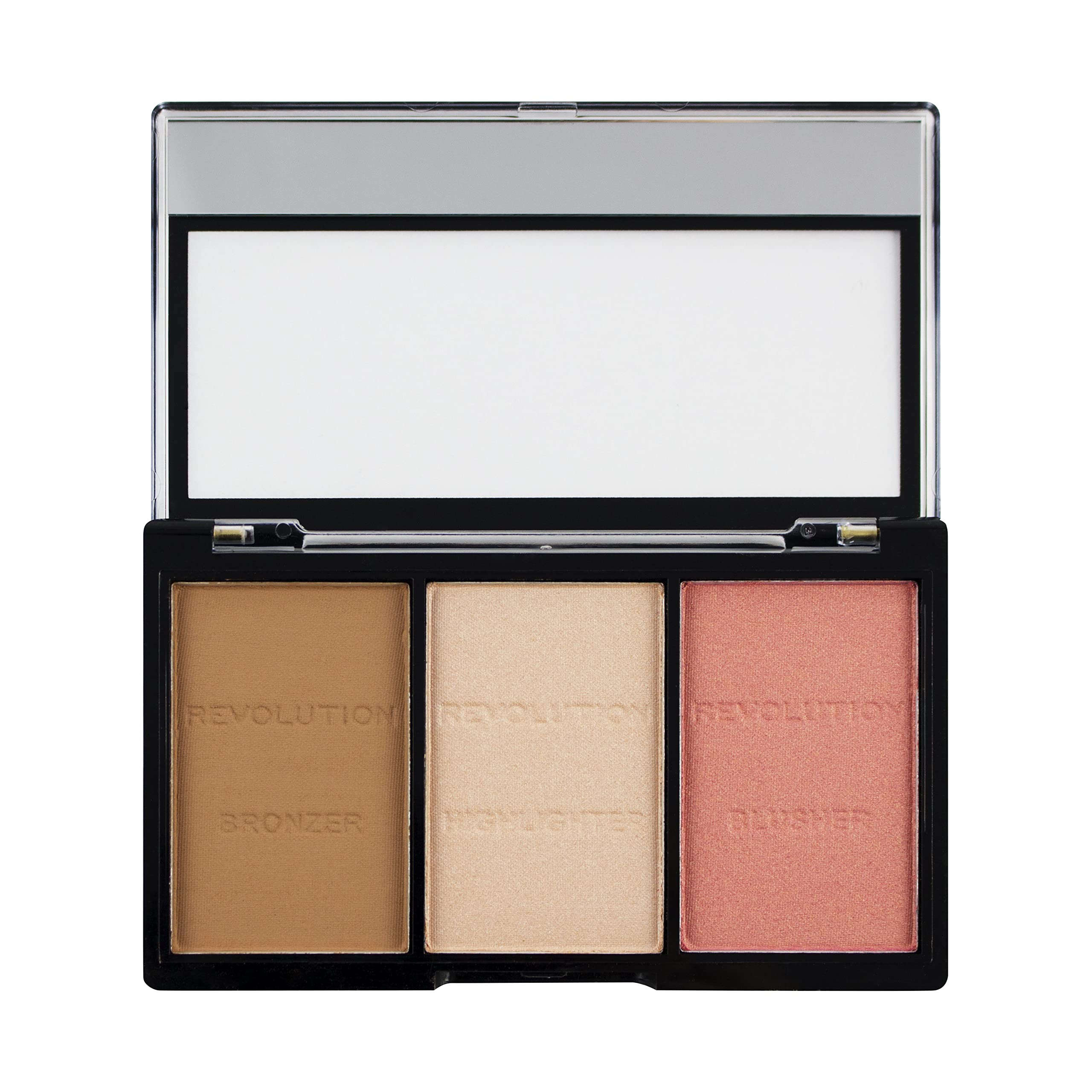 Makeup Revolution contour bronze powder adds warmth for natural, sun-kissed cheeks.