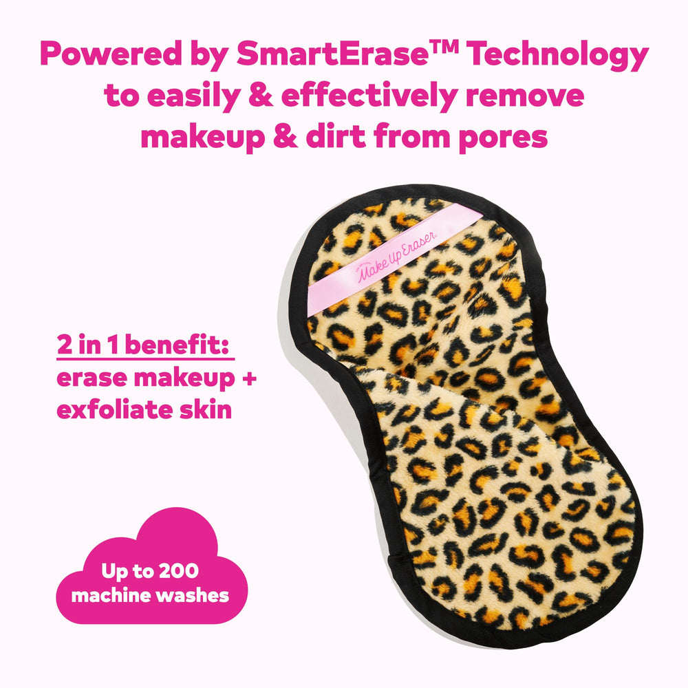 MakeUp Eraser PRO Leopard long-fiber side close-up illustrates exfoliation potential.