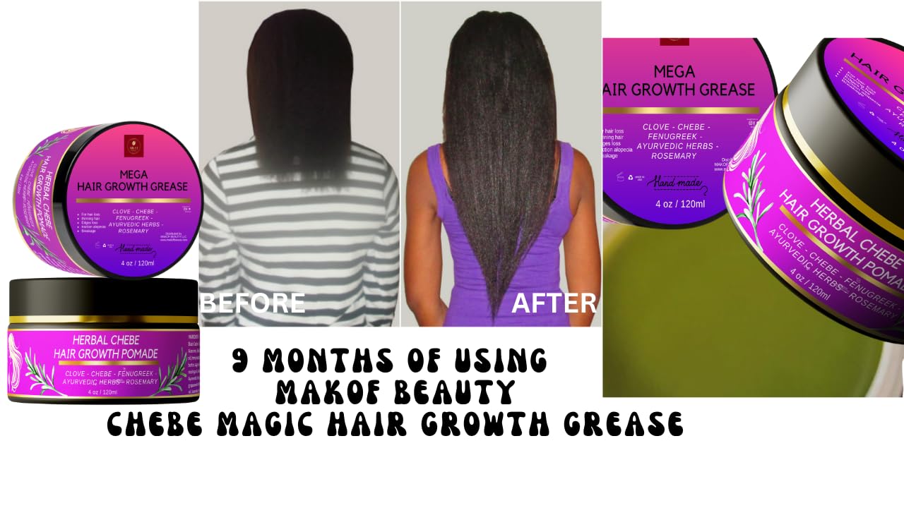 Makof Beauty Chebe Magic hot oil treatment scene for deep conditioning.