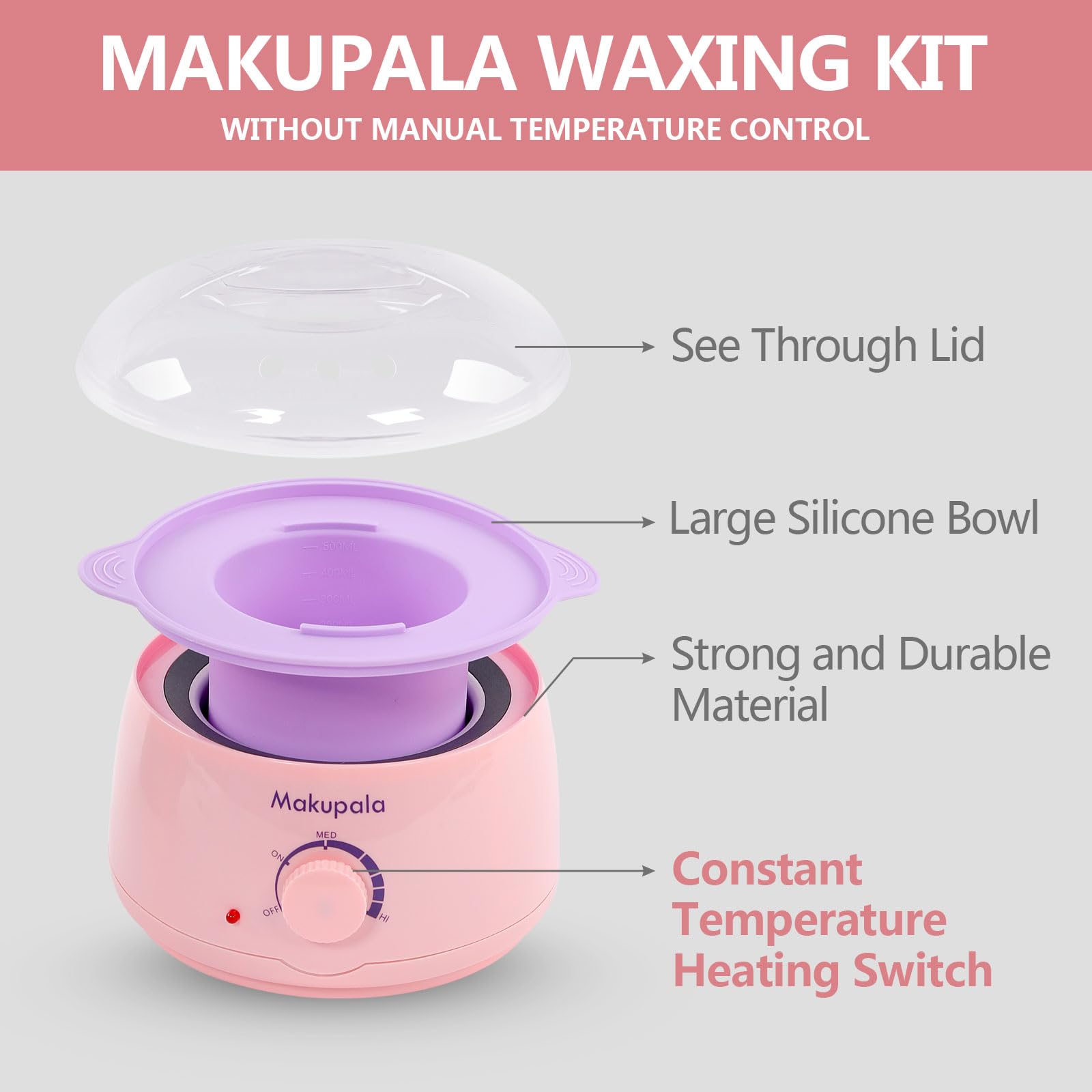 Makupala silicone wax pot 500ml with easy cleanup and portable design