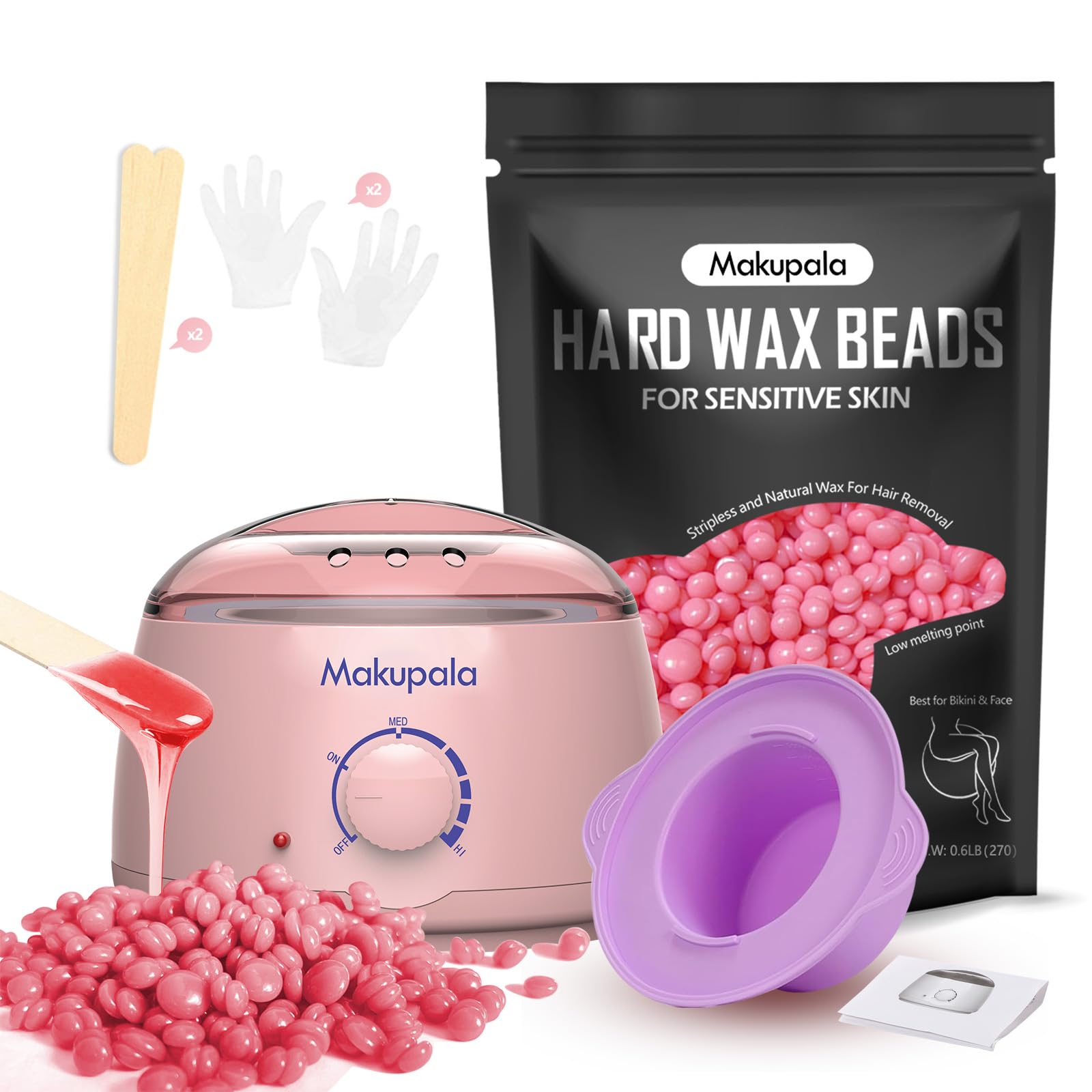 Makupala wax machine pink on desk for salon-like at-home smoothing