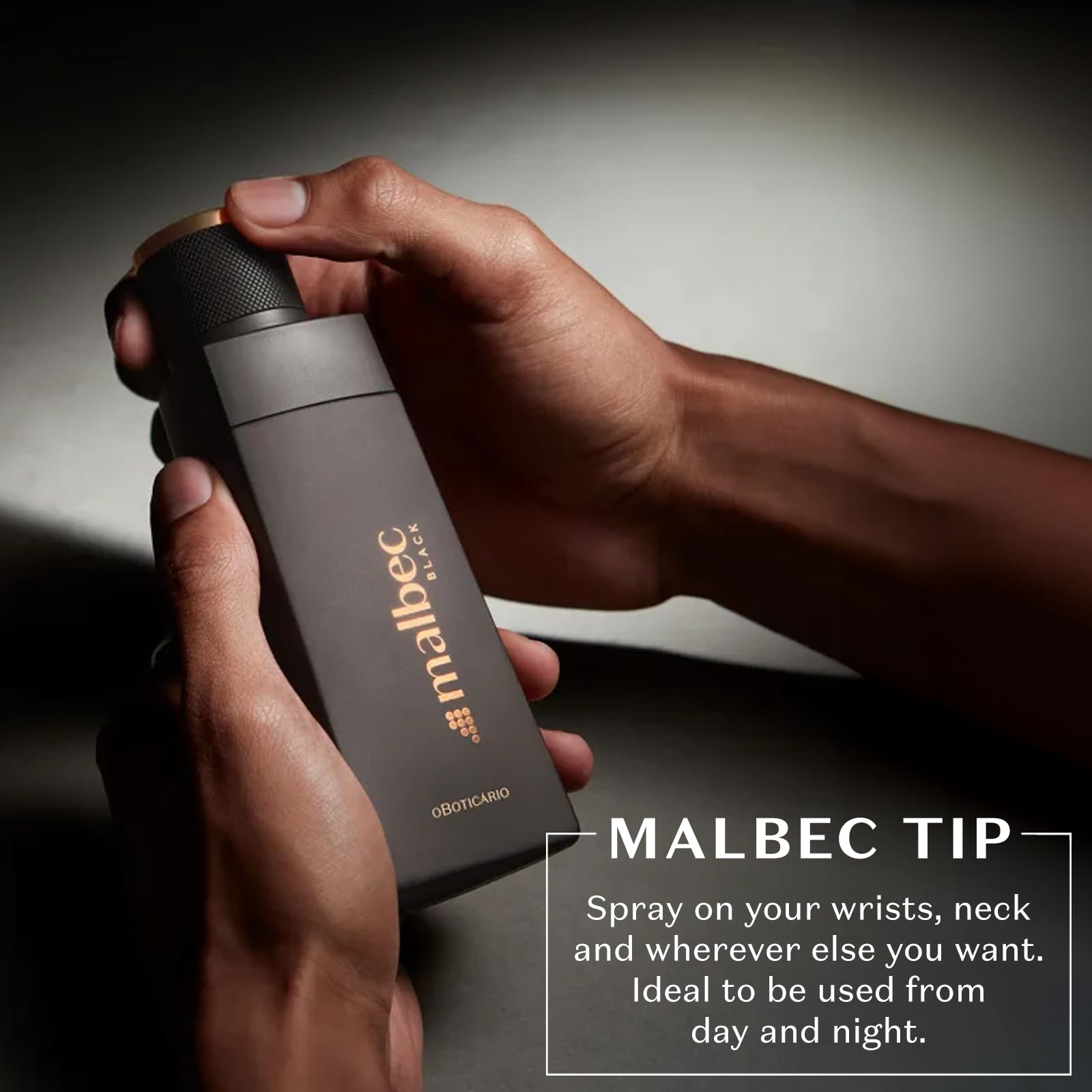 Malbec Black application-pulse-points demonstrates easy wear and travel-friendly use.