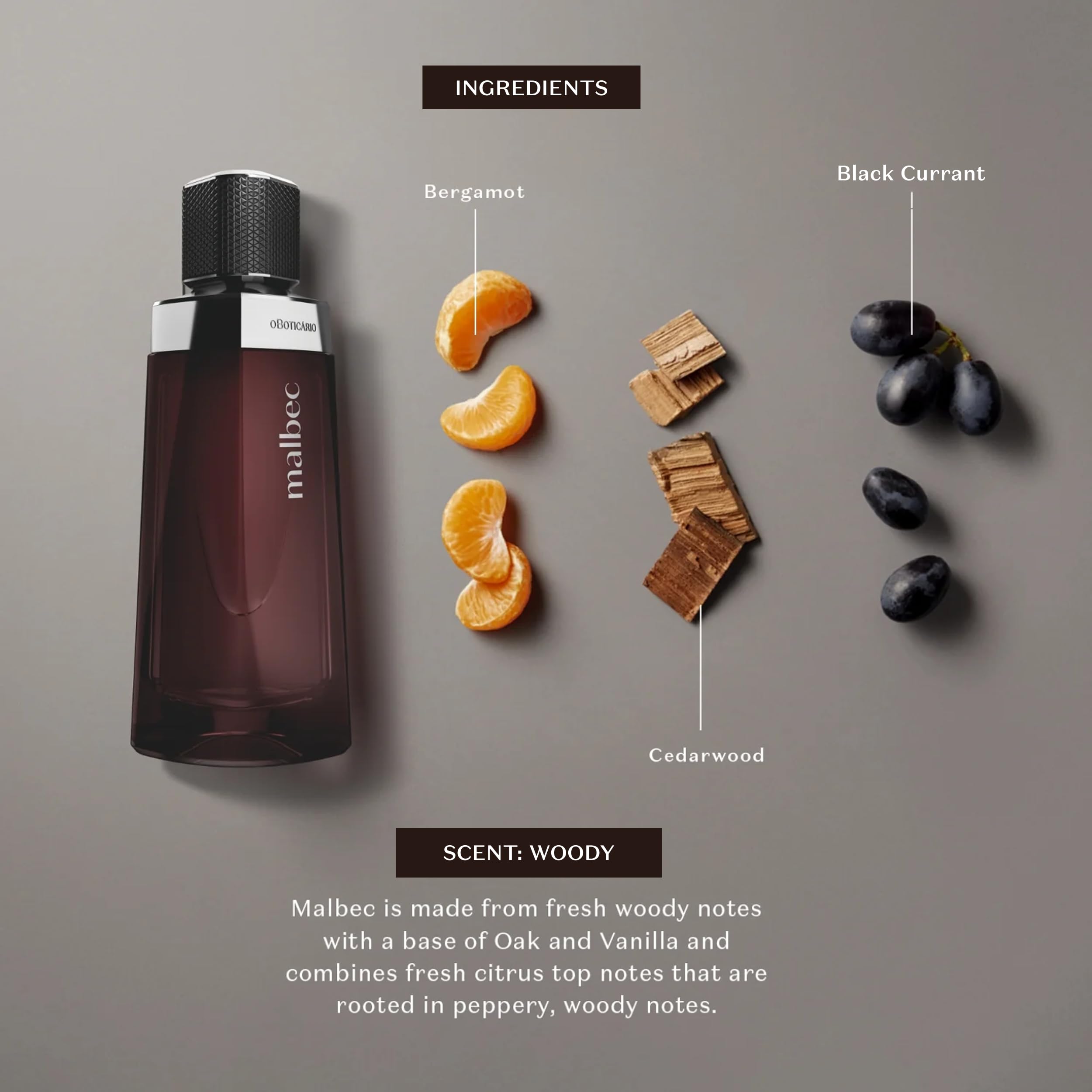 Malbec Classic EDT top-notes citrus highlight a bright, refreshing opening