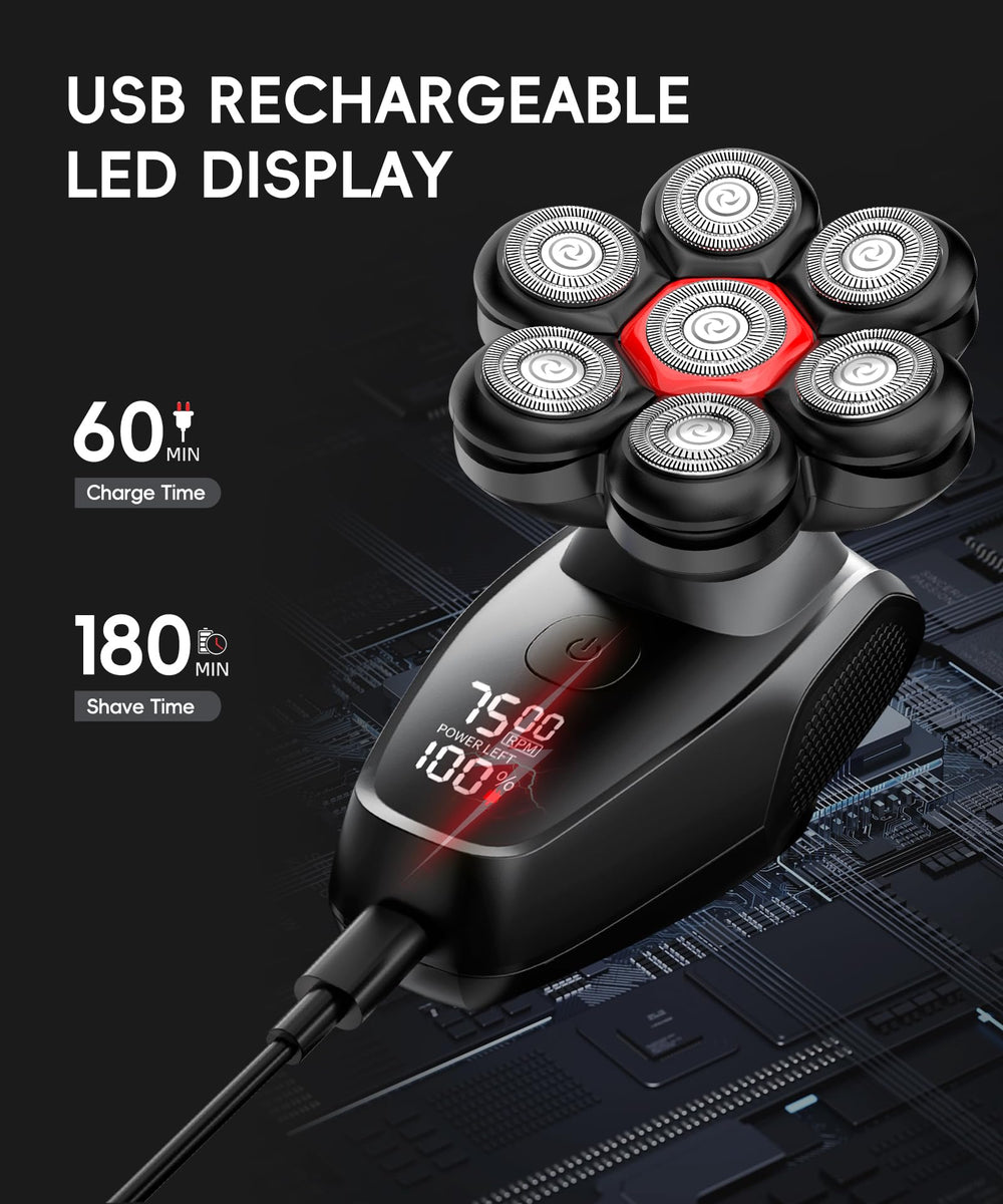MALEGEBAZ 7D magnetic shaving head adapts to contours for a smooth finish