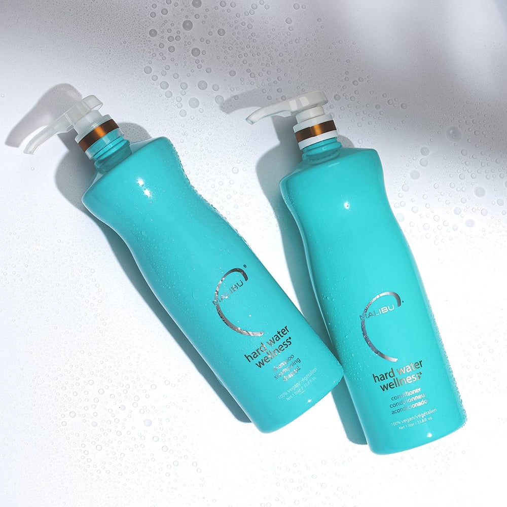 Malibu C conditioner bottle pour highlights easy application to mid-lengths and ends.