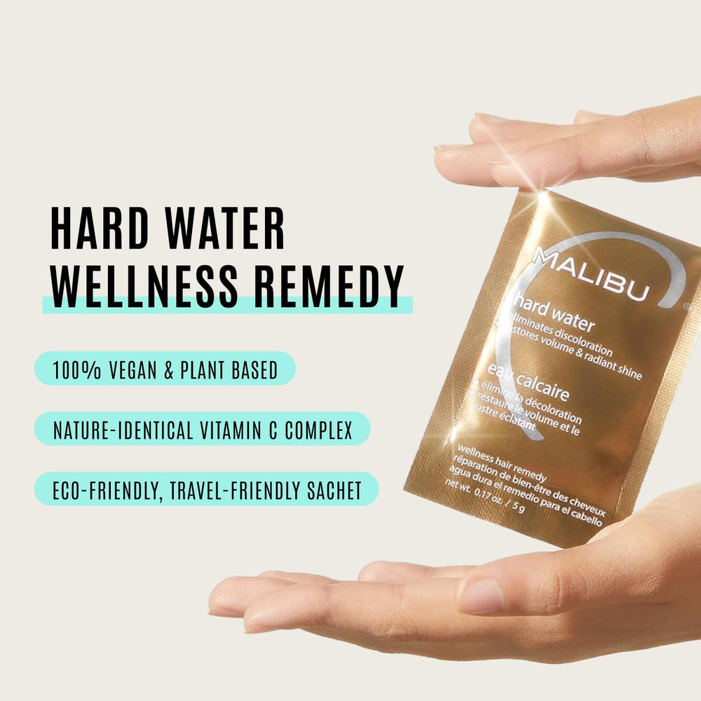 Malibu C Hard Water Wellness Remedy crystal dissolving illustrates mineral detox in action.