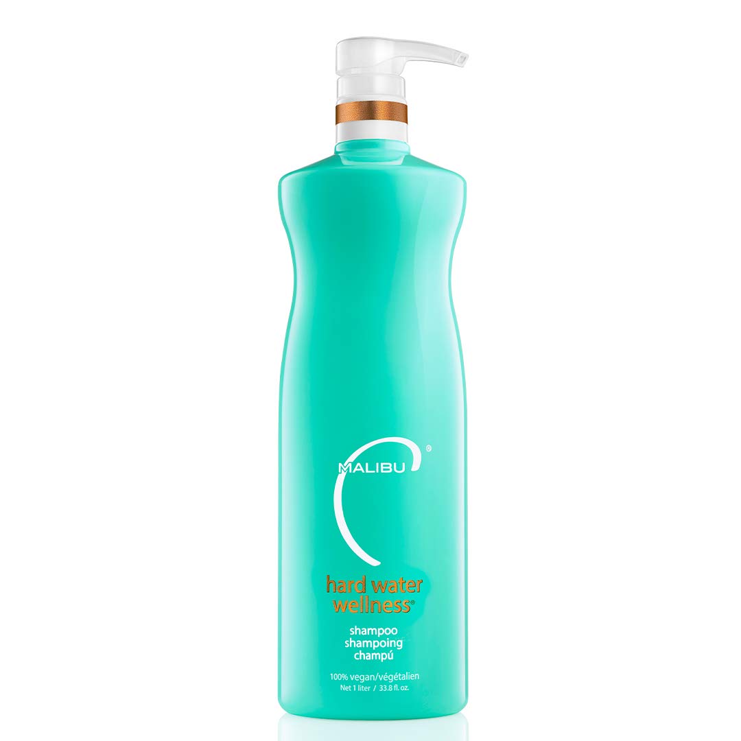 Malibu C Hard Water Wellness Shampoo bottle hero showcases mineral detox for vibrant hair