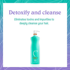 Malibu C Hard Water Wellness Shampoo mineral removal closeup highlights mineral shield for hydration