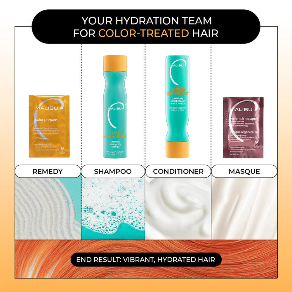 Malibu C Hydrate Color Wellness Conditioner bottle provides detangling and color protection