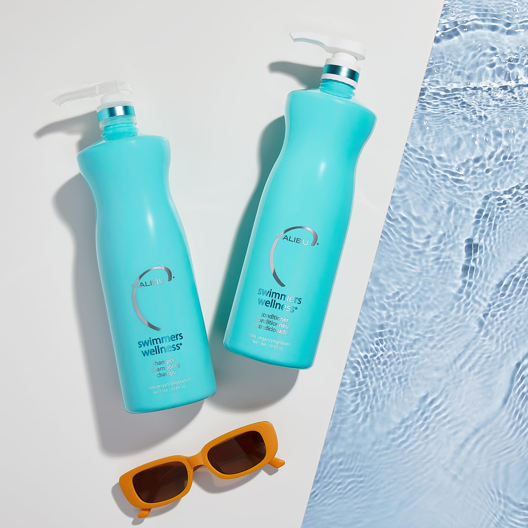 Malibu C Swimmers Wellness Conditioner pump-dispense demonstrates easy daily use