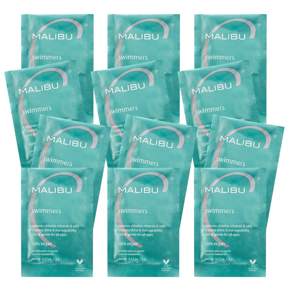 Malibu C Swimmers Wellness Remedy packets dissolve to remove chlorine residue after swimming